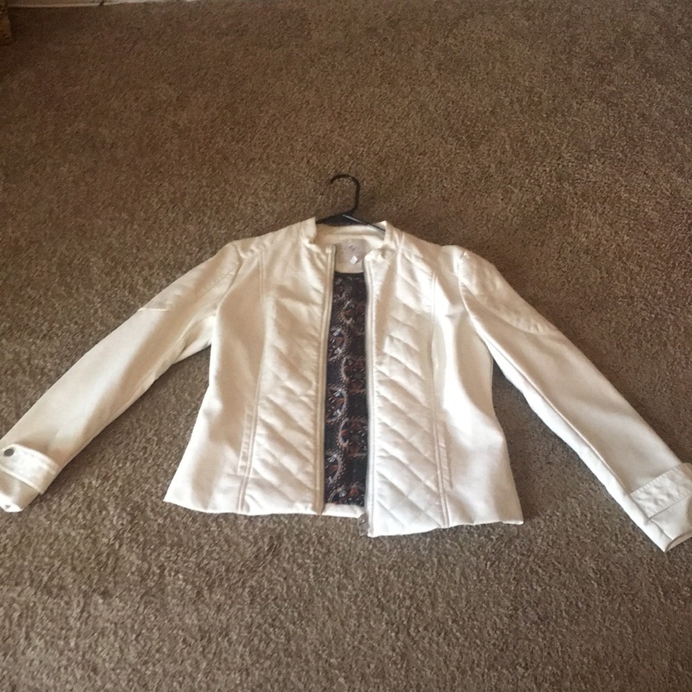 White FAUX Leather Jacket
